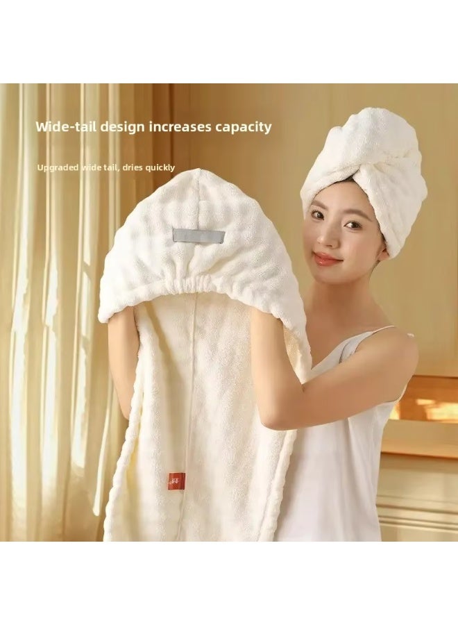 Thick Microfiber Quick Dry Hair Towel Cap, Super Water Absorbent Anti-Frizz Hair Turban Wrap with Elastic Strap, Soft Skin Friendly Hair Drying Hat Essential for Long Curly Hair Women Girls Bath Shower Accessory - Image 4